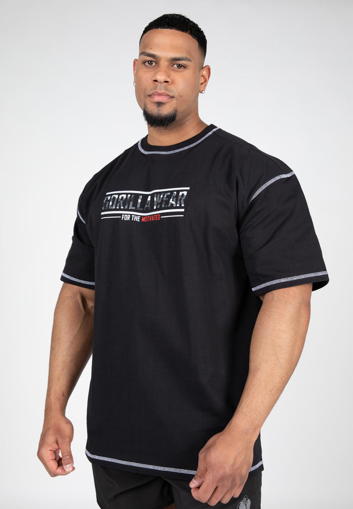 Saginaw Oversized T-Shirt Black - GorillaWearUsa 