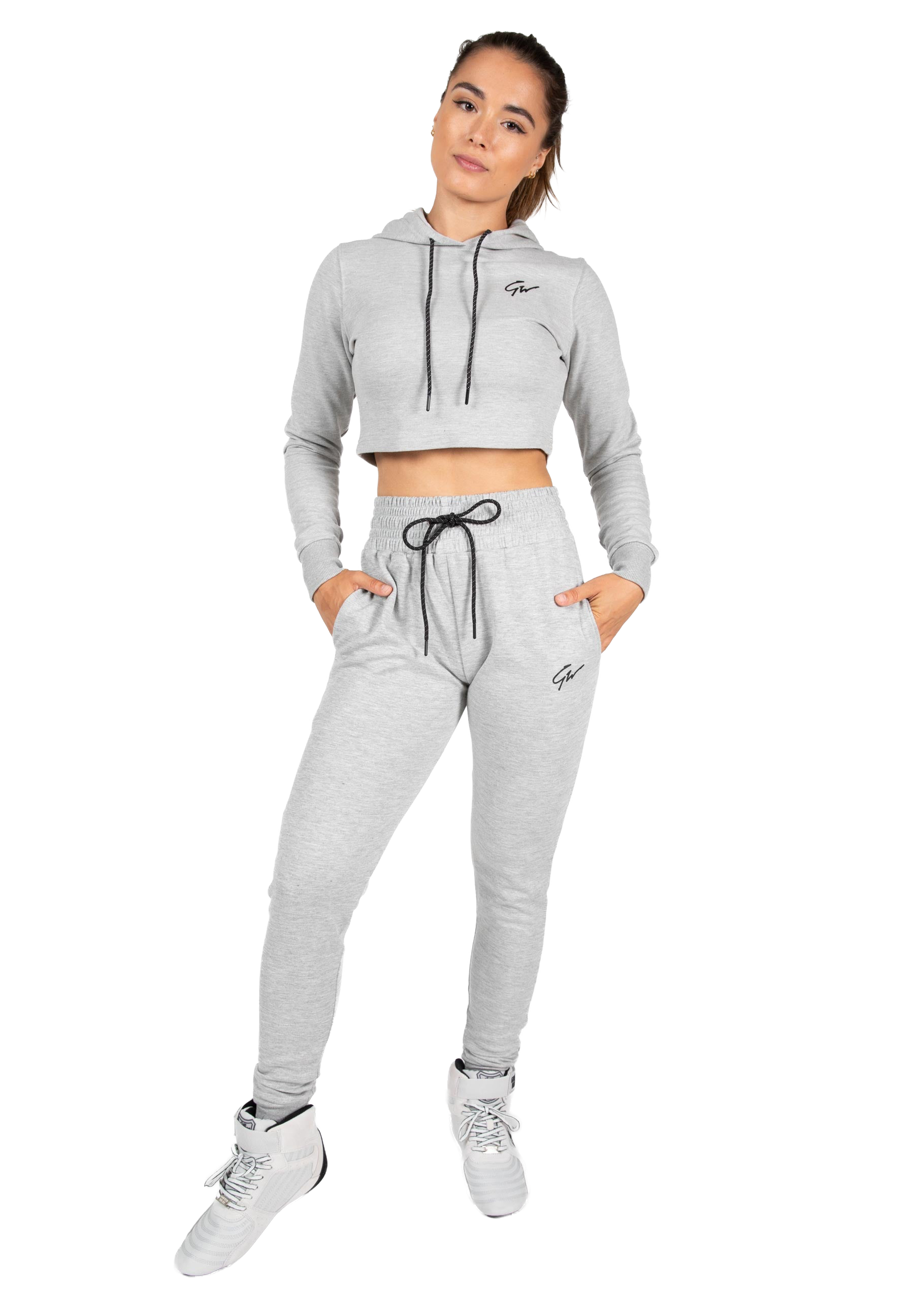 Pixley Crop Top Hoodie - Gray