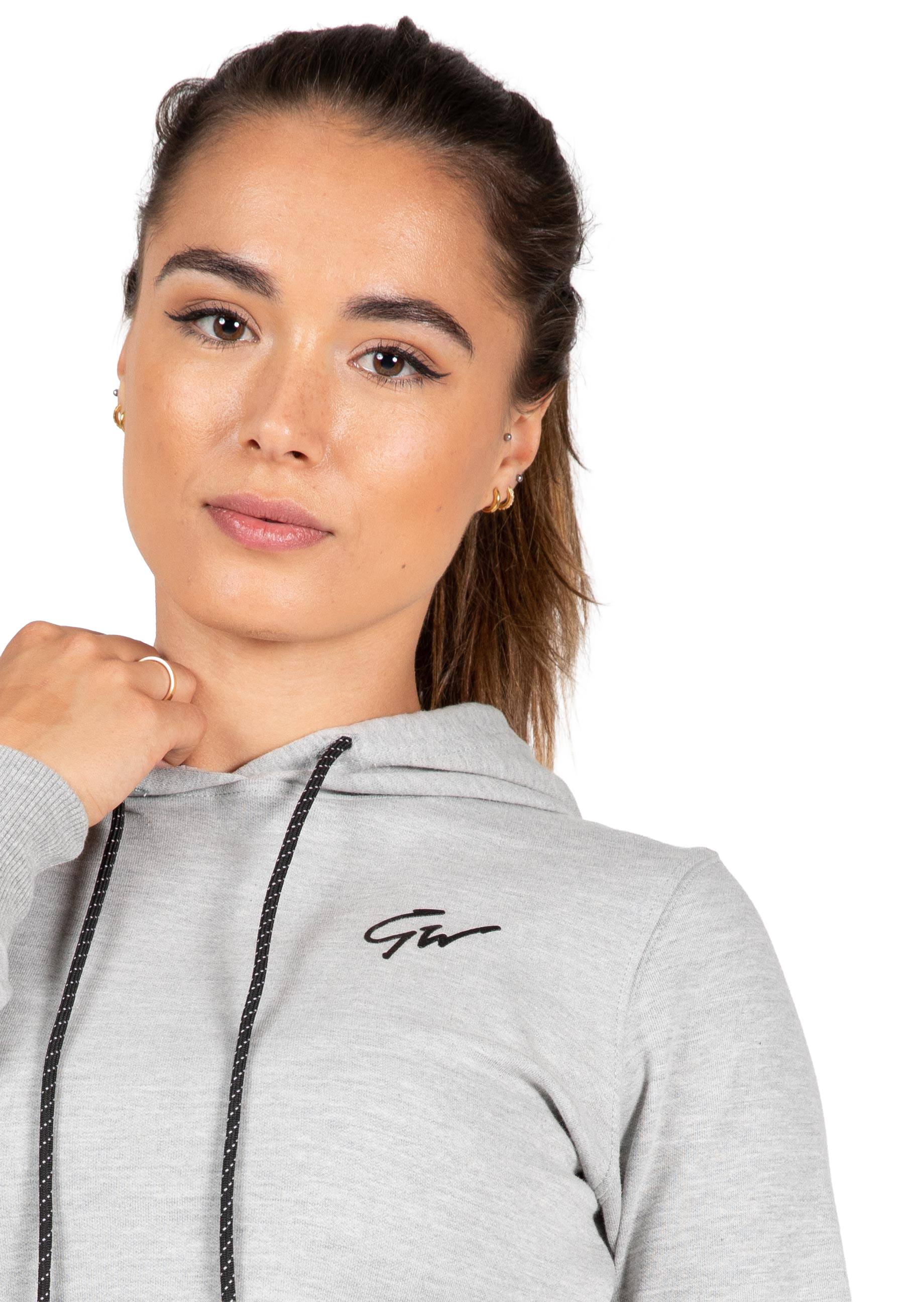 Pixley Crop Top Hoodie - Gray