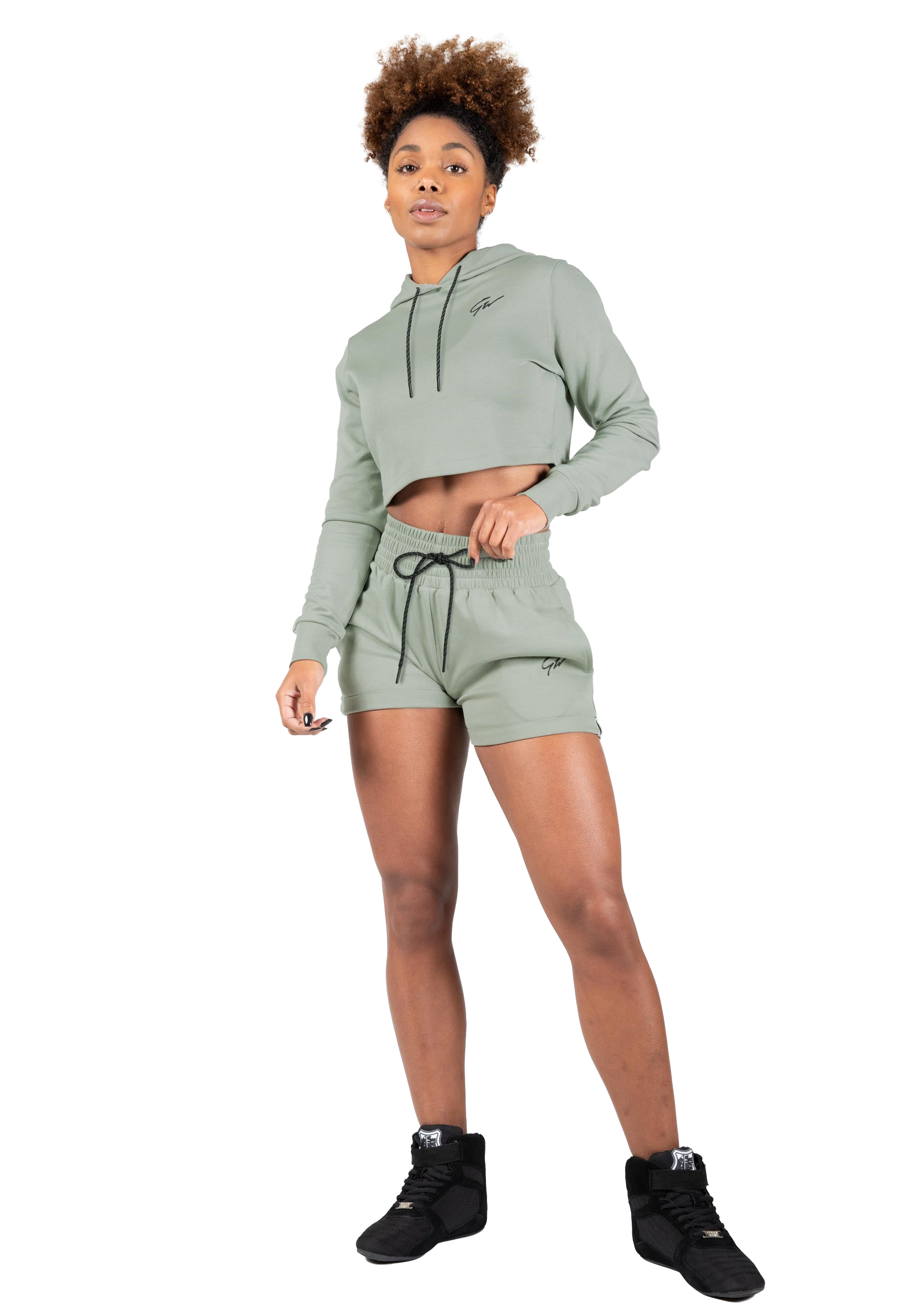 Pixley Crop Top Hoodie - Light Green