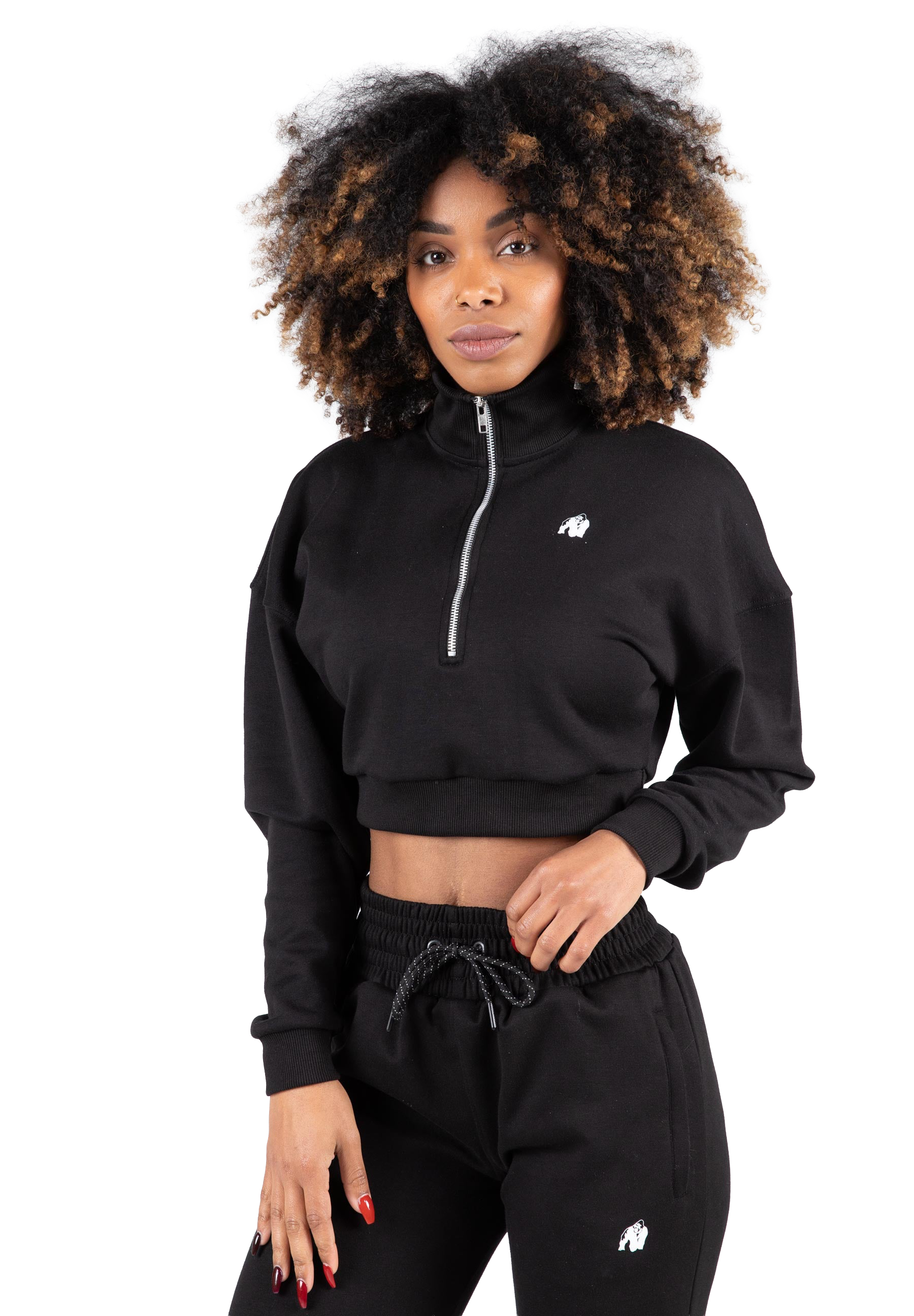 Ocala Cropped Half-Zip Sweatshirt - Black