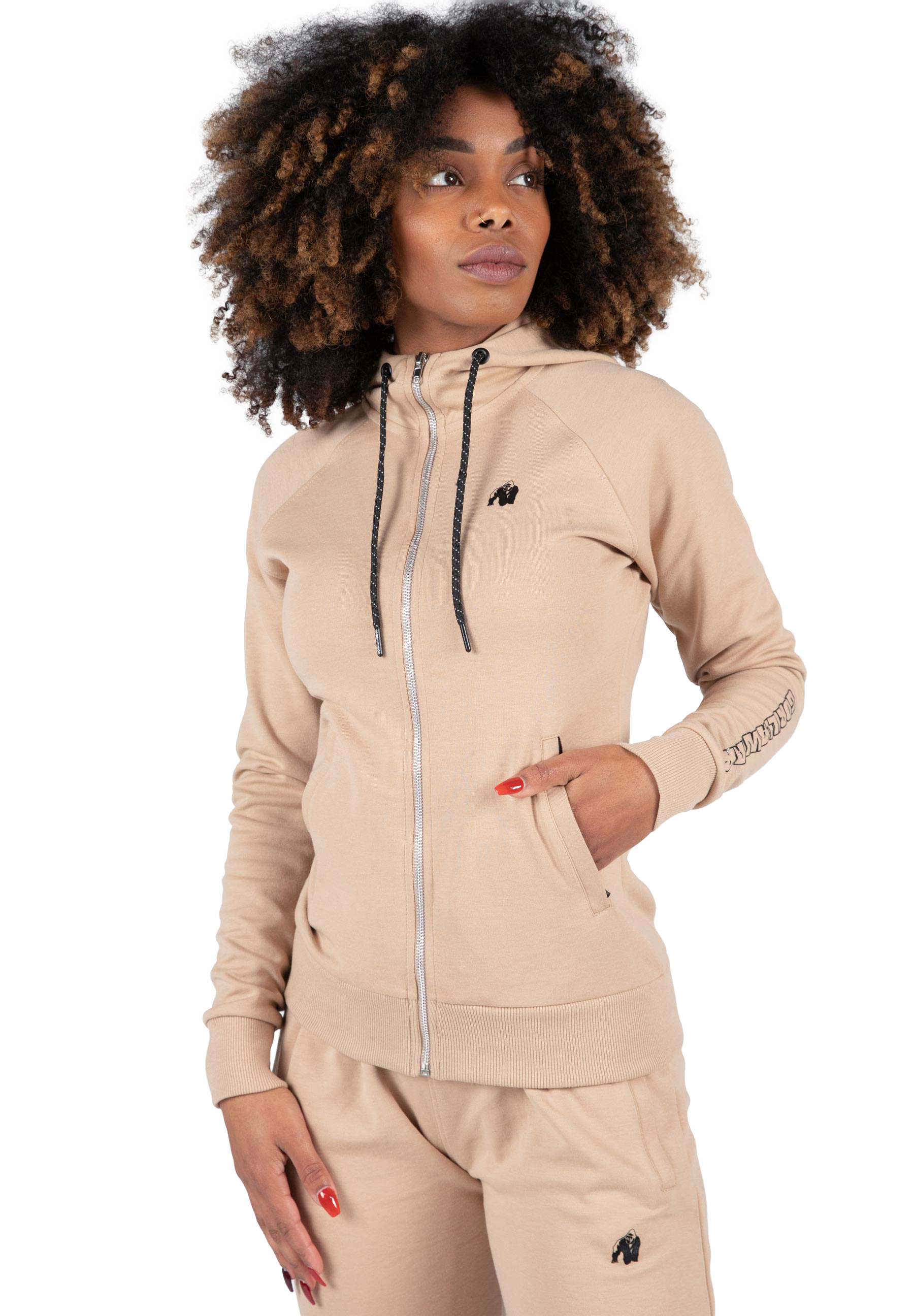 Marion Zipped Hoodie - Beige