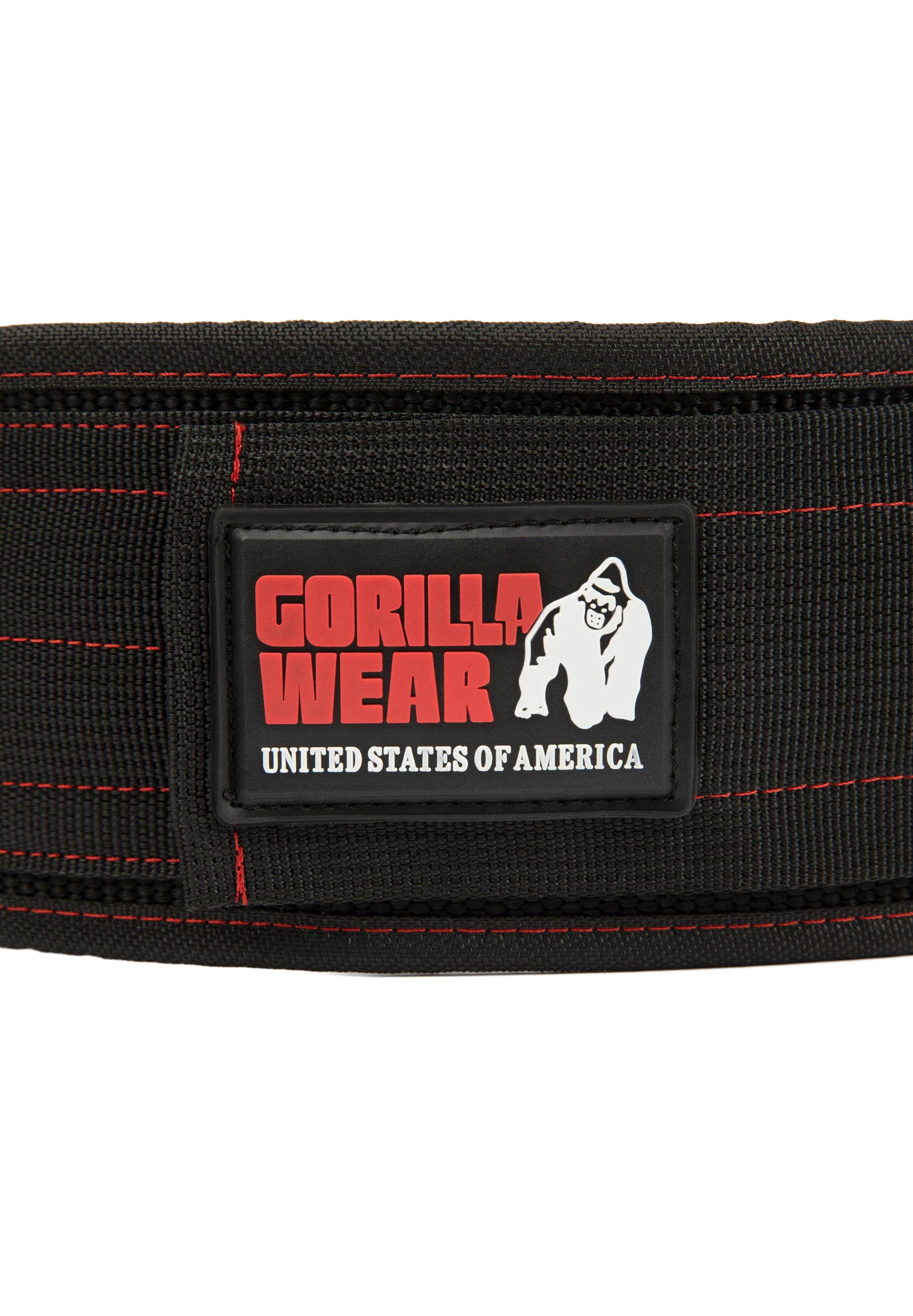 GW 4 Inch Nylon Lifting Belt - Black/Red Stitched