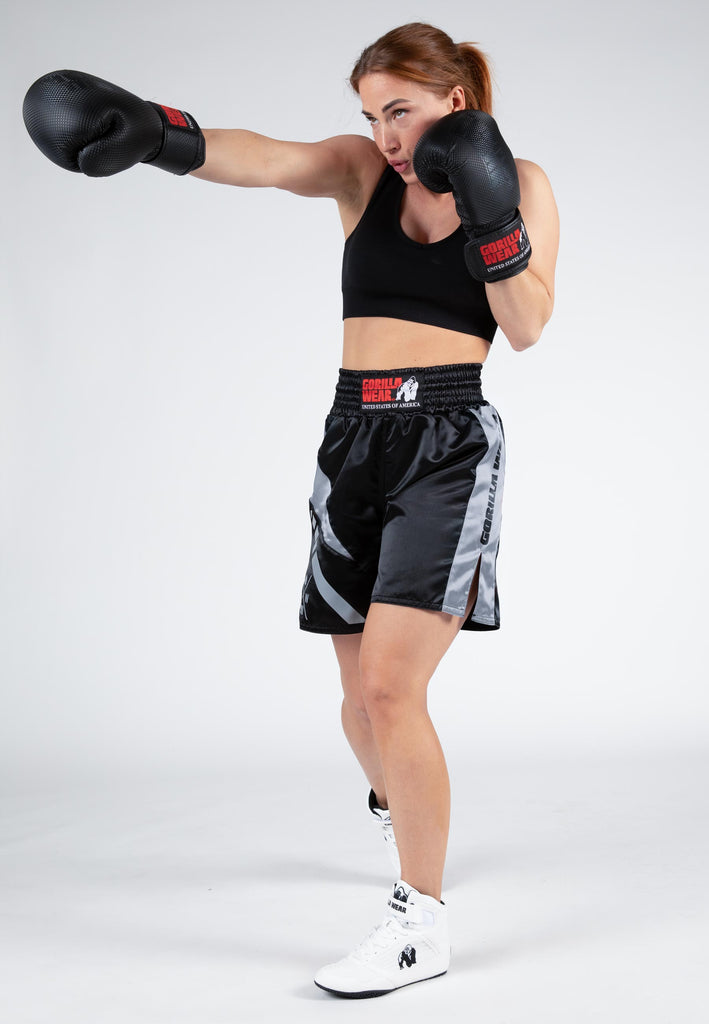 Hornell Boxing Shorts - Black/Gray - Unisex | GorillaWearUsa