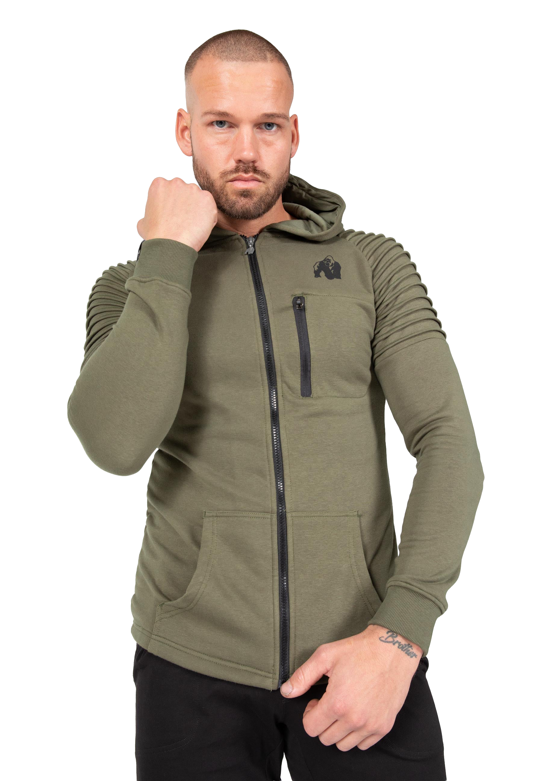 Delta Zipped Hoodie - Army Green – Gorilla Wear USA