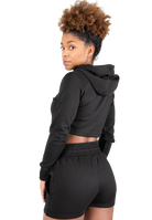 Pixley Crop Top Hoodie - Black