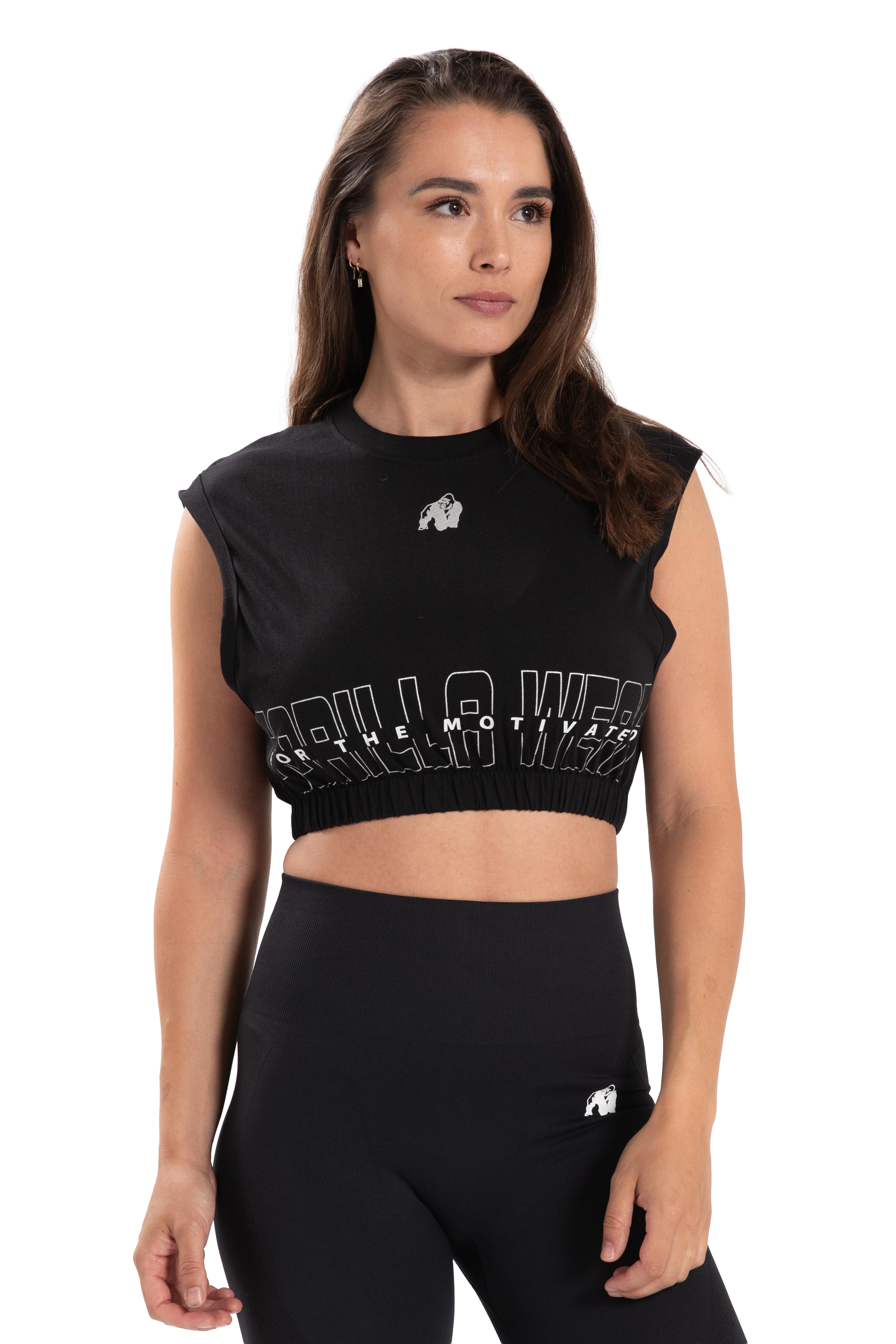 Albion Oversized Crop Top-Black