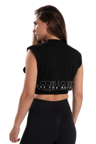 Albion Oversized Crop Top-Black
