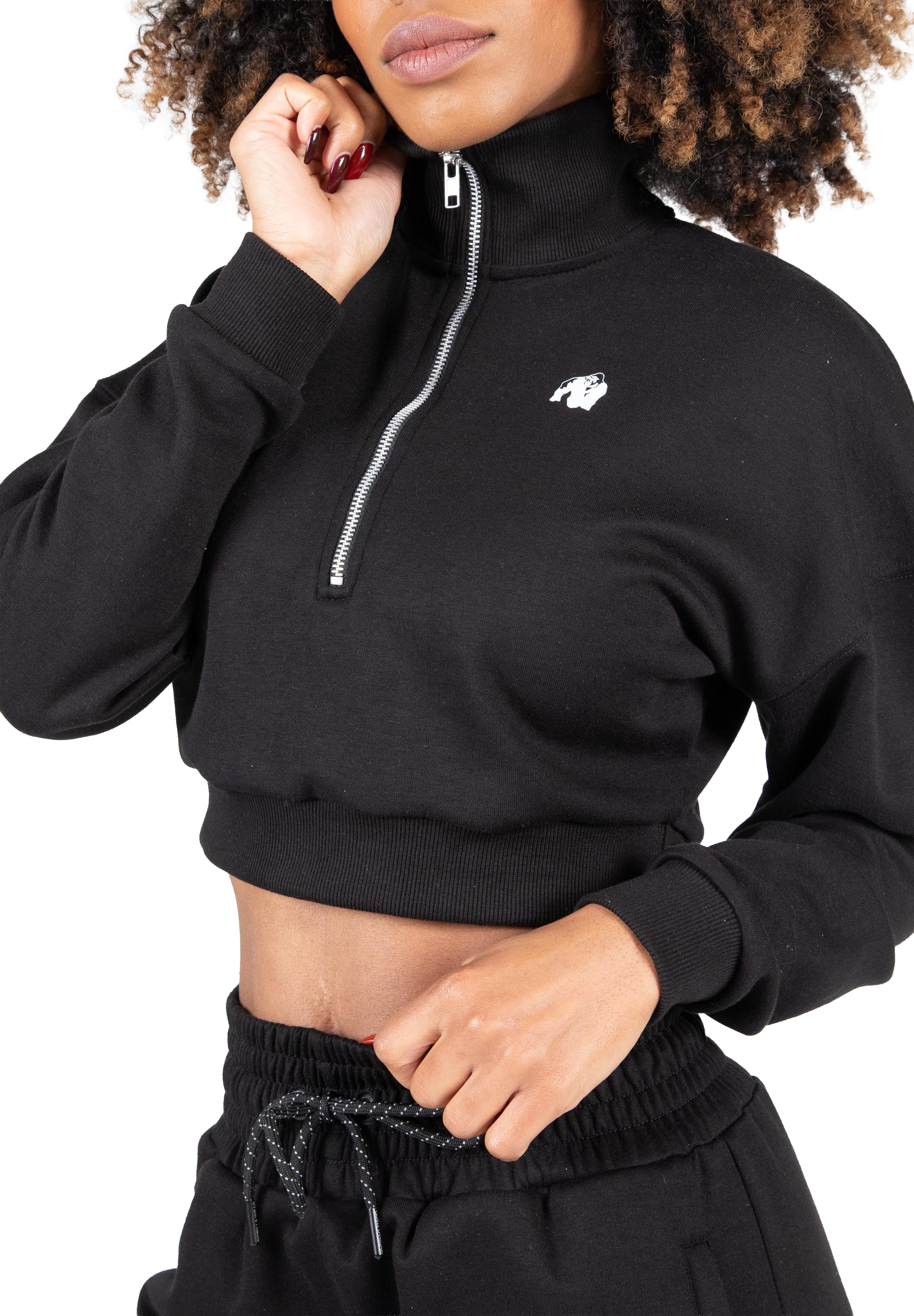 Ocala Cropped Half-Zip Sweatshirt - Black