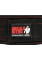 GW 4 Inch Nylon Lifting Belt - Black/Red Stitched