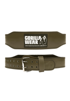 Gorilla Wear 4 Inch Padded Leather Lifting Belt - Army Green