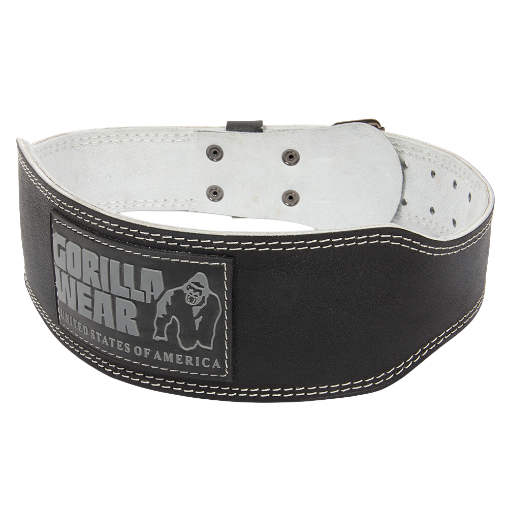 Gorilla Wear 4 Inch Padded Leather Lifting Belt - Black/Gray