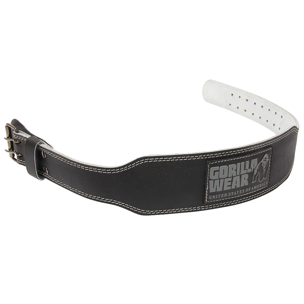 Gorilla Wear 4 Inch Padded Leather Lifting Belt - Black/Gray