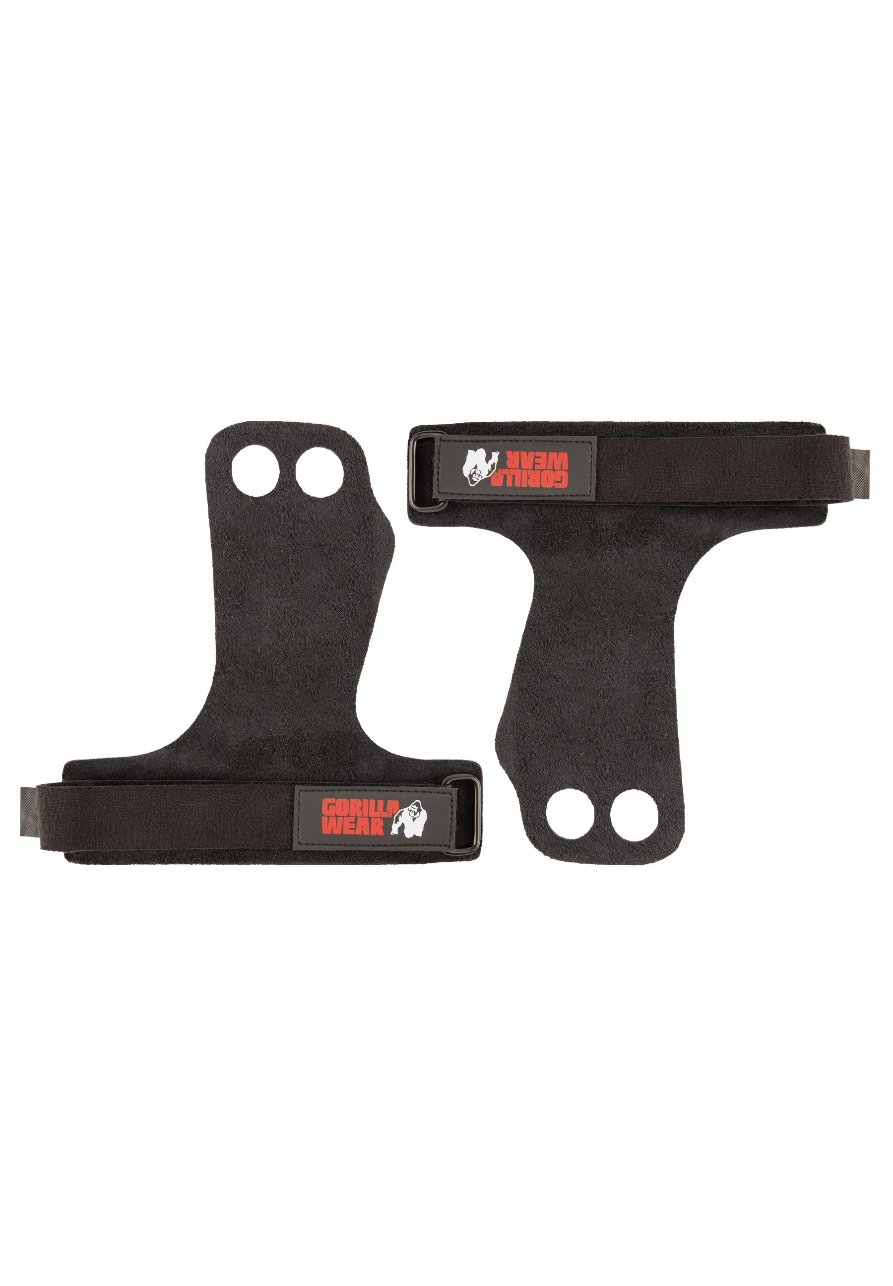 2-Hole Leather Lifting Grips - Black