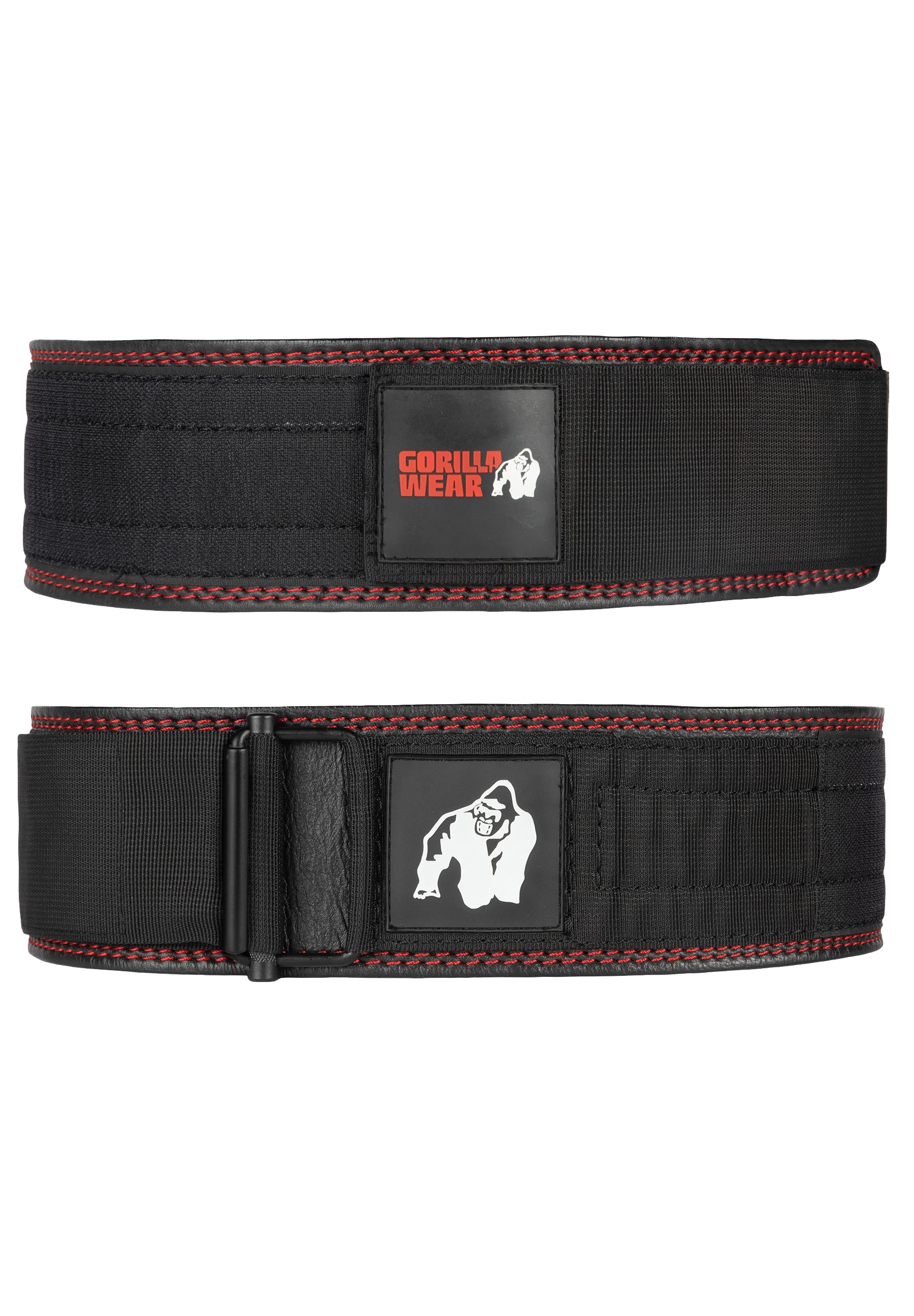 Gorilla Wear 4 Inch Premium Leather Lifting Belt - Black/Red