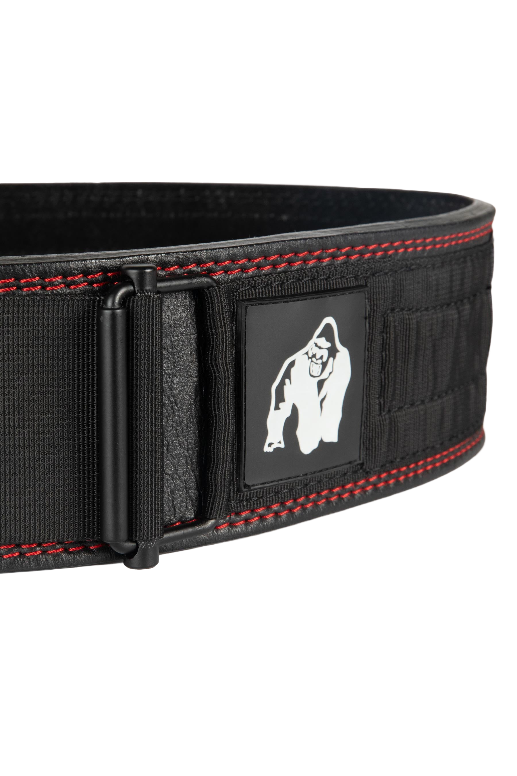 Gorilla Wear 4 Inch Premium Leather Lifting Belt - Black/Red