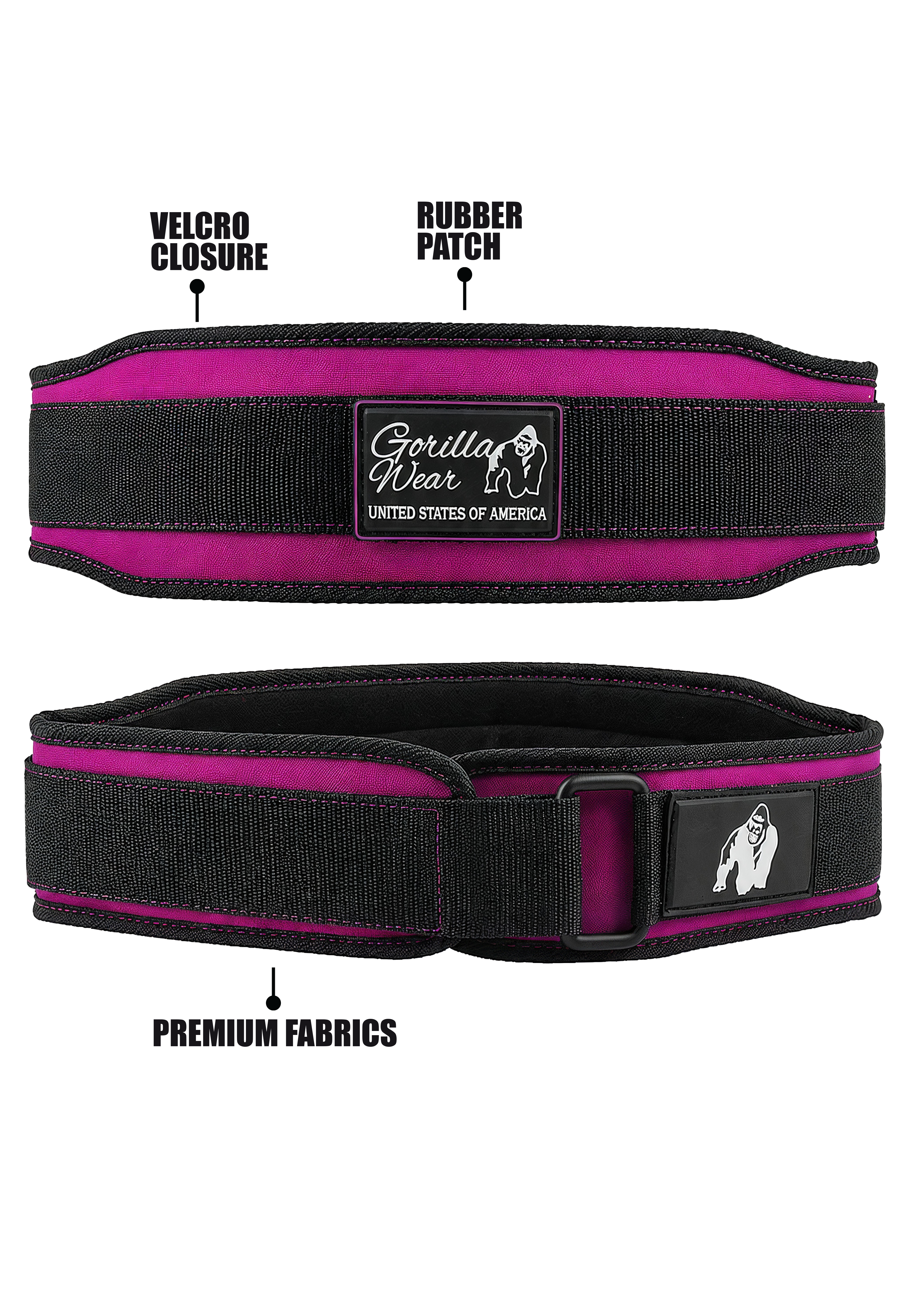 Gorilla Wear 4 Inch Women's Lifting Belt - Black/Purple